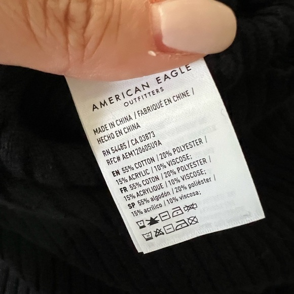 NWT American Eagle Black RIbbed Turtleneck Long-Sleeve Mini Dress sZ M - Picture 5 of 7